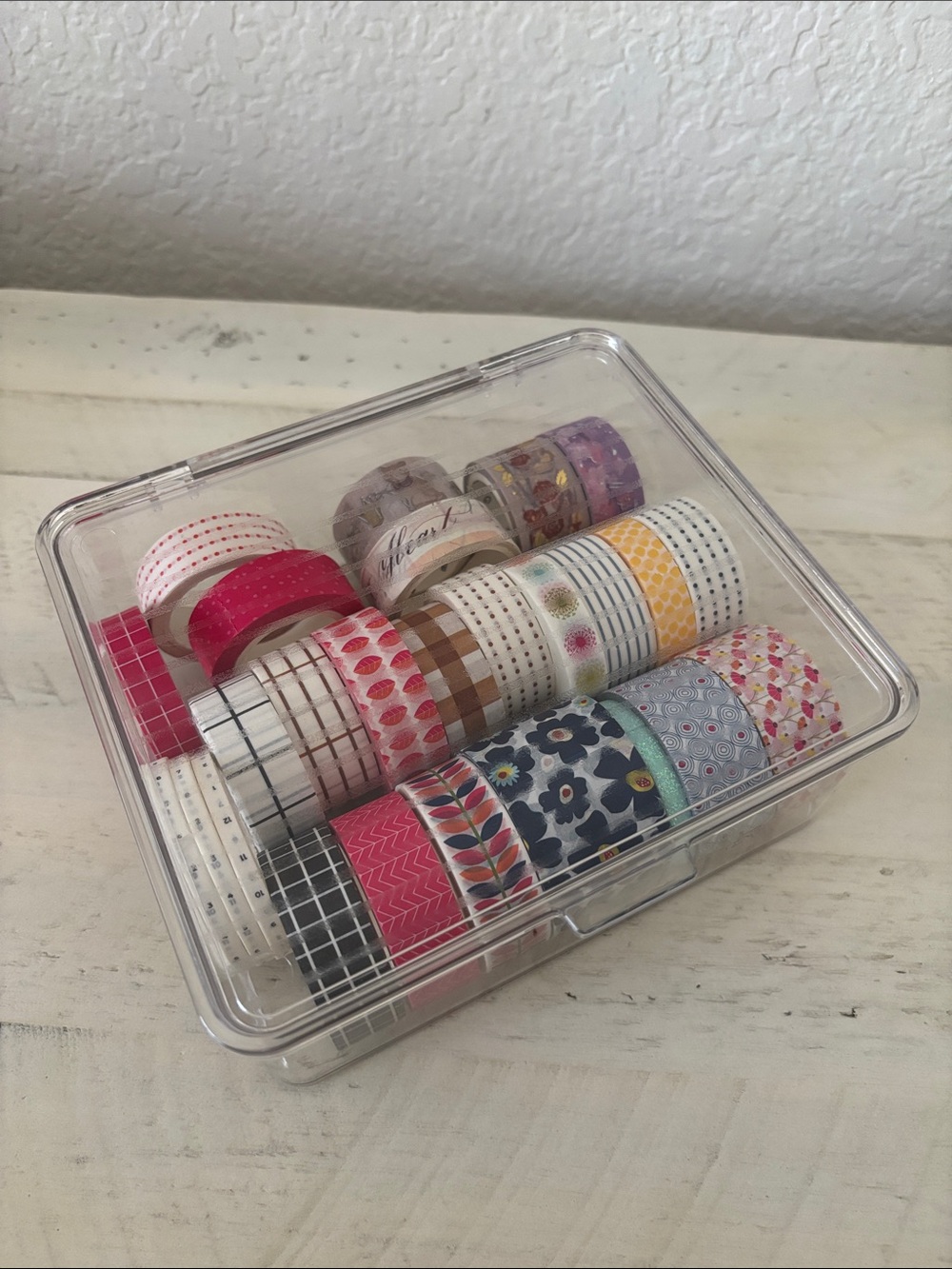 Washi Tape Variety Set of 26 Rolls in Sturdy Flip Top Storage Clear Box Bundle